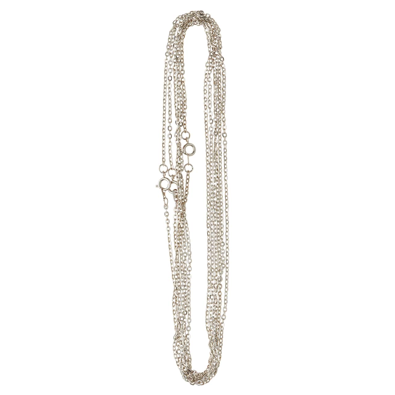 9 Pack: Rhodium Flat Oval Chain Necklaces by Bead Landing™